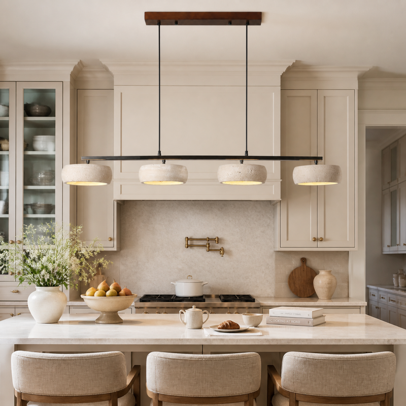 Eamon Wabi Sabi LED 4-Light Travertine Linear Pendant Light