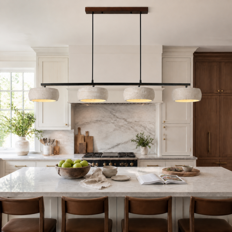Eamon Wabi Sabi LED 4-Light Travertine Linear Pendant Light