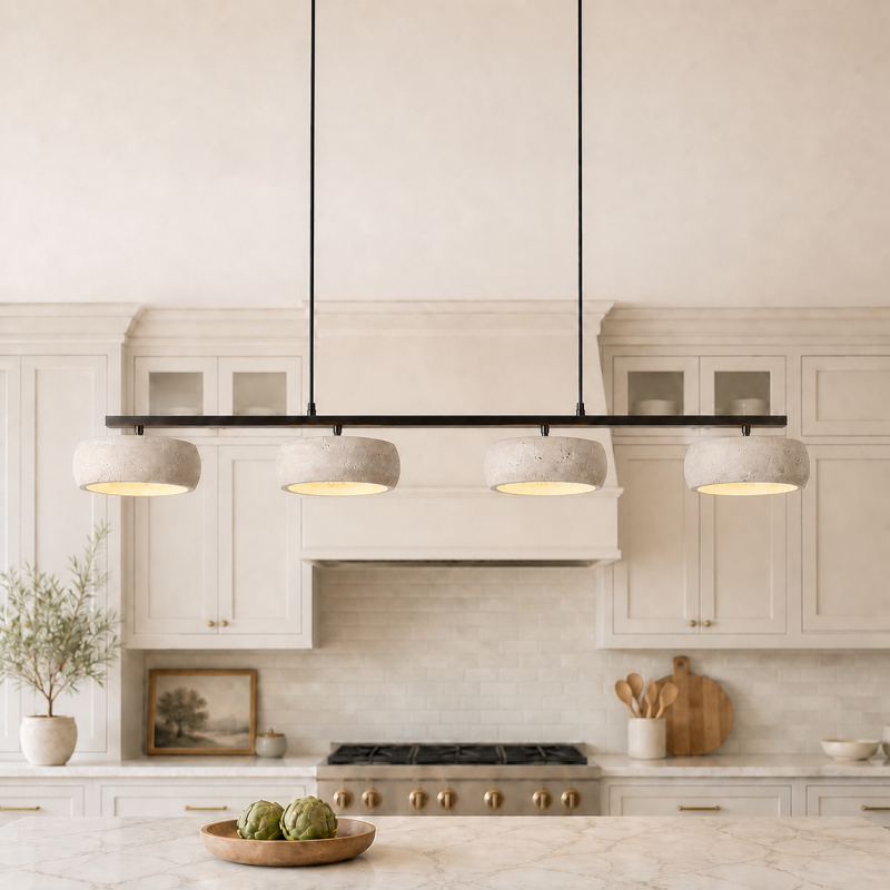 Eamon Wabi Sabi LED 4-Light Travertine Linear Pendant Light