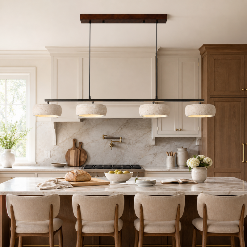 Eamon Wabi Sabi LED 4-Light Travertine Linear Pendant Light