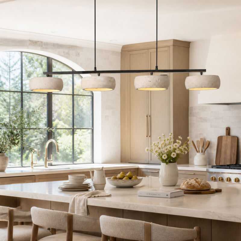 Eamon Wabi Sabi LED 4-Light Travertine Linear Pendant Light