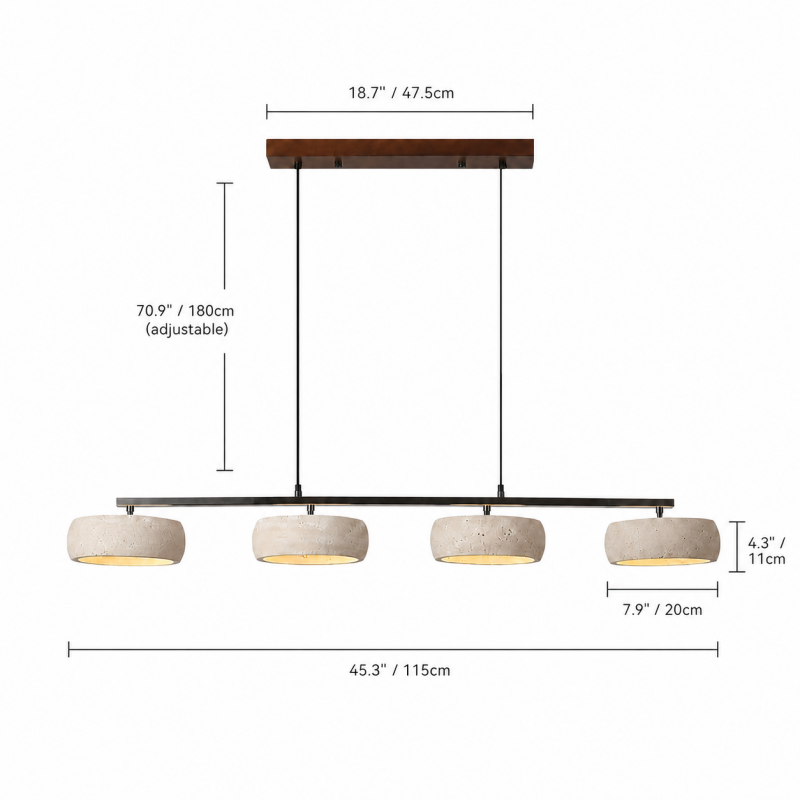 Eamon Wabi Sabi LED 4-Light Travertine Linear Pendant Light