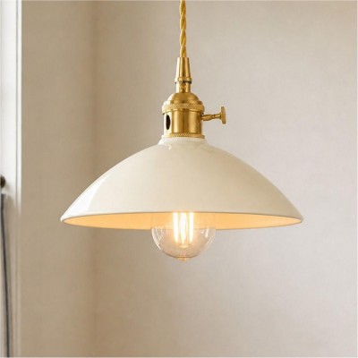 Lenora Vintage Pink Ceramic Brass Cone Pendant Light