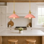 Lenora Vintage Ceramic Brass Cone Pendant Light