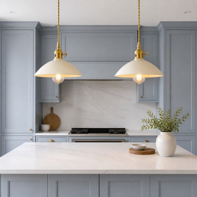 Lenora Vintage Pink Ceramic Brass Cone Pendant Light