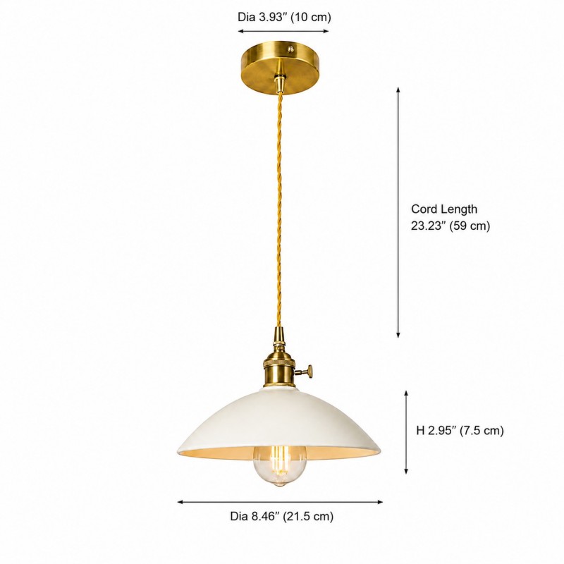 Lenora Vintage Pink Ceramic Brass Cone Pendant Light
