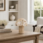 Dorian Retro Shell Mosaic Travertine Mushroom Table Lamp