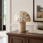 Dorian Retro Shell Mosaic Travertine Mushroom Table Lamp