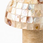 Dorian Retro Shell Mosaic Travertine Mushroom Table Lamp