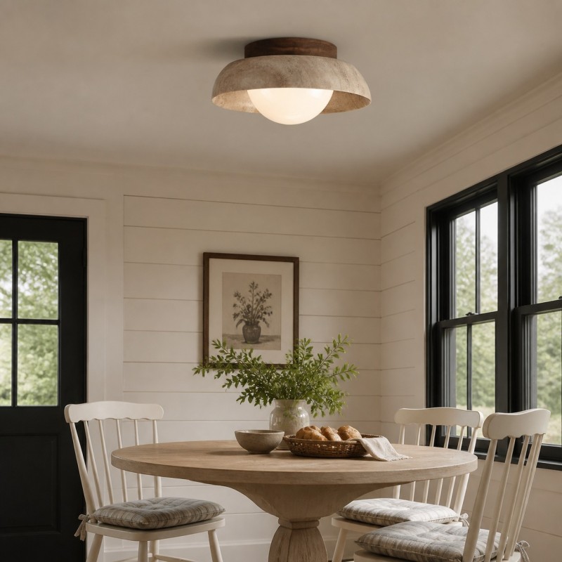Arthur Modern Travertine Dome Semi Globe Ceiling Light