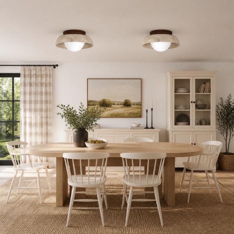 Arthur Modern Travertine Dome Semi Globe Ceiling Light