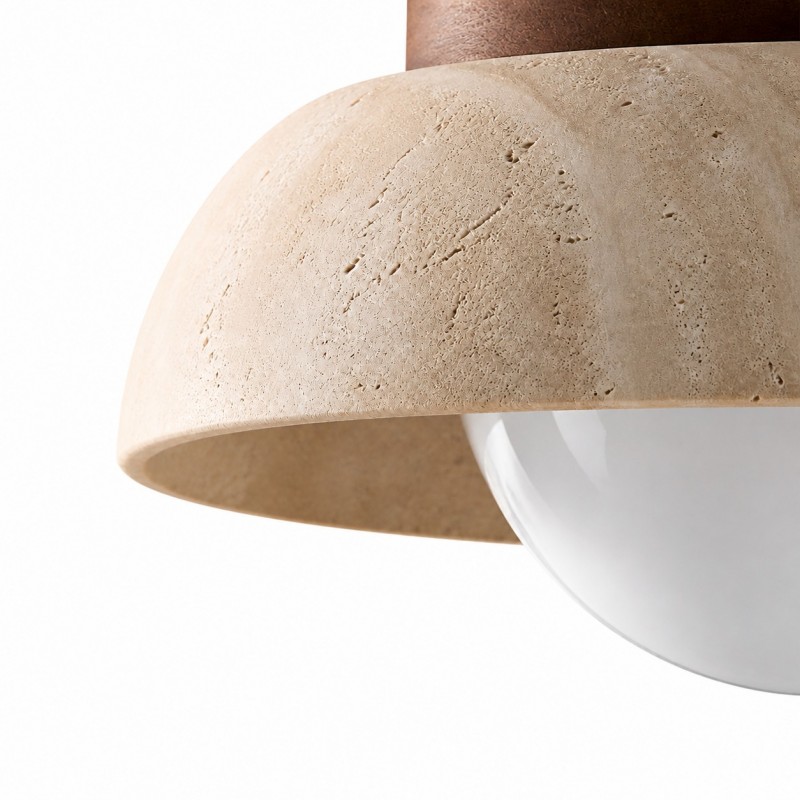 Arthur Modern Travertine Dome Semi Globe Ceiling Light