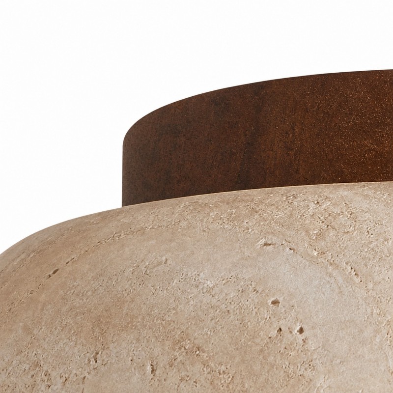 Arthur Modern Travertine Dome Semi Globe Ceiling Light