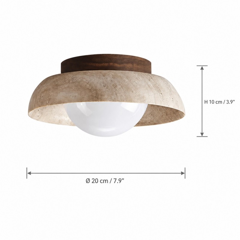 Arthur Modern Travertine Dome Semi Globe Ceiling Light