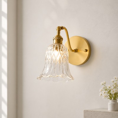 Alaric Vintage Brass And Glass Wall Sconce