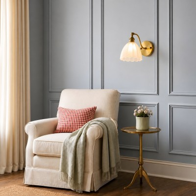 Alaric French Brass And Glass Wall Sconce