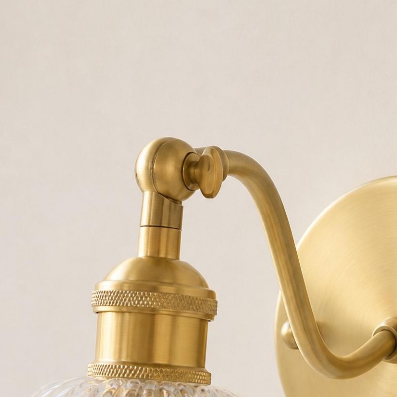 Alaric Vintage Brass And Glass Wall Sconce