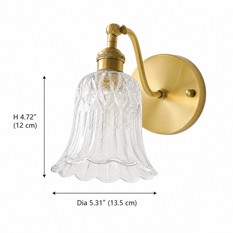 Alaric Vintage Brass And Glass Wall Sconce