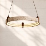 Ivy Wabi-Sabi Travertine Ring Integrated LED Chandelier