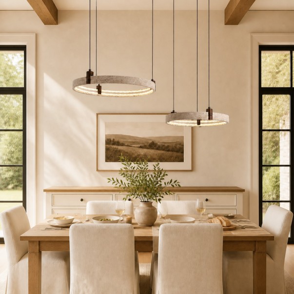 Ivy Wabi-Sabi Travertine Ring Integrated LED Chandelier