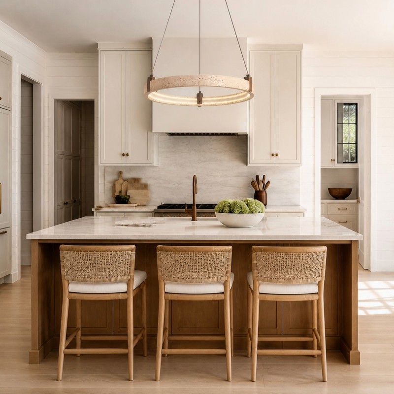 Ivy Wabi-Sabi Travertine Ring Integrated LED Chandelier