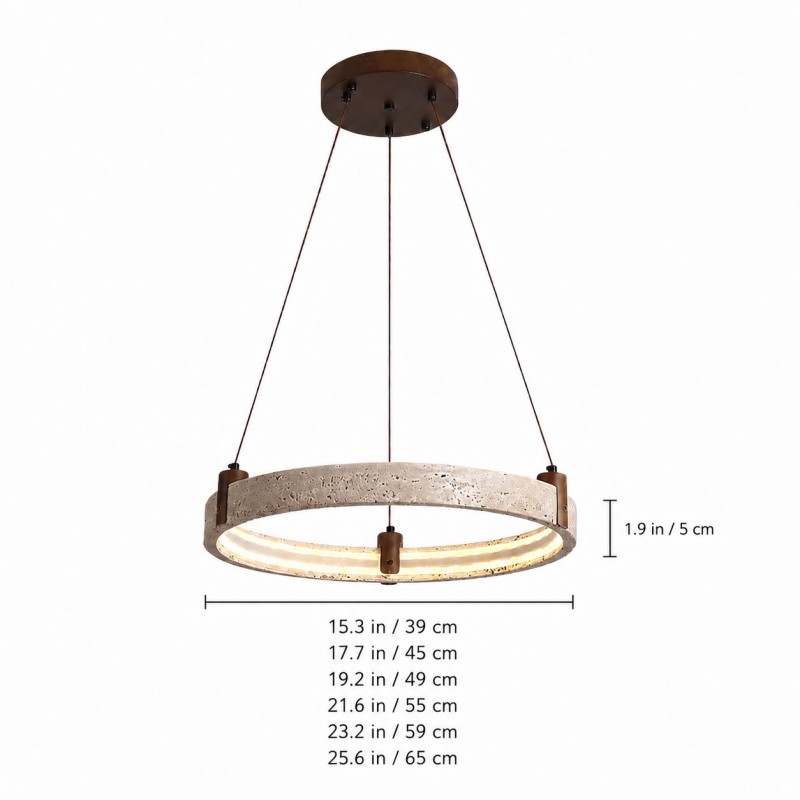 Ivy Wabi-Sabi Travertine Ring Integrated LED Chandelier