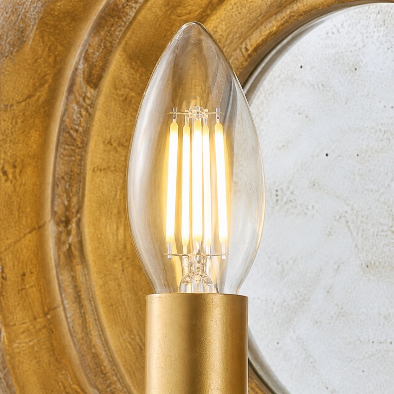 Leander American Vintage Wooden Round Wall Sconce