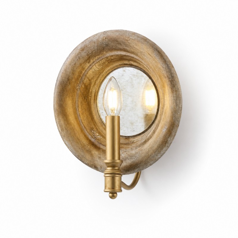Leander American Vintage Wooden Round Wall Sconce
