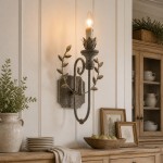 Dominic Vintage Metal Leaf Candle Style Wall Light