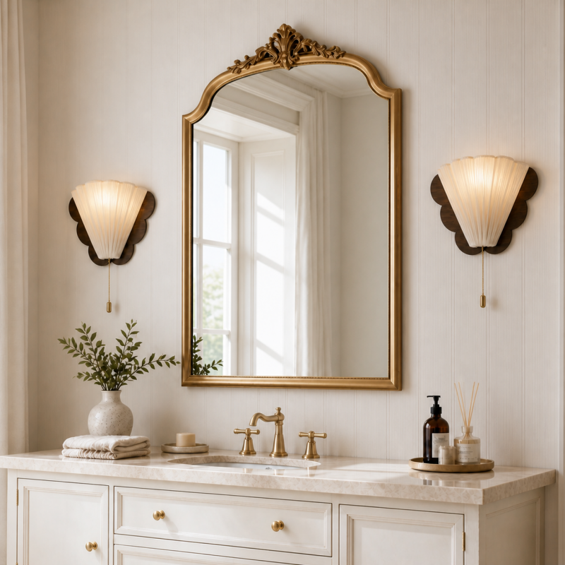 Niven Vintage Wood & Fabric Butterfly Wall Sconce