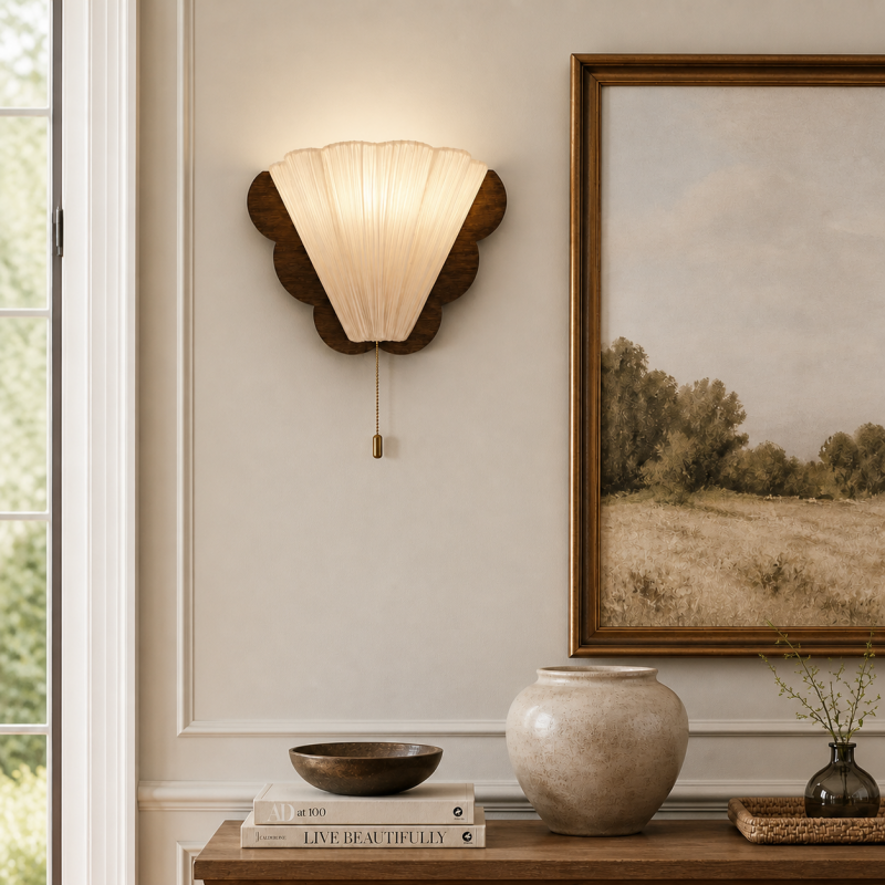 Niven Vintage Wood & Fabric Butterfly Wall Sconce