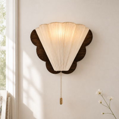Niven Vintage Wood & Fabric Butterfly Wall Sconce