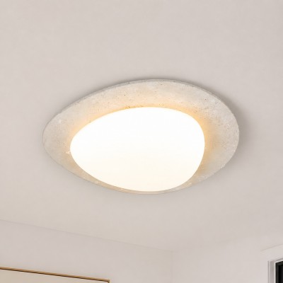 Odette Pebble-Shaped Travertine LED Flush Mount Ceiling Light