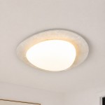 Anouk Modern Round Travertine LED Flush Mount Ceiling Light