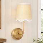 Marcus Modern Cone Fabric Shade Curved Arm Wall Sconce