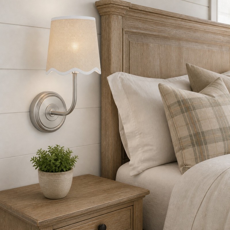 Marcus Modern Cone Fabric Shade Curved Arm Wall Sconce