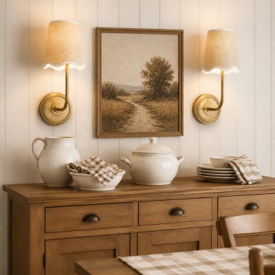 Marcus Modern Cone Fabric Shade Curved Arm Wall Sconce