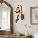 Ames French Vintage Glass Rabbit Wall Sconce