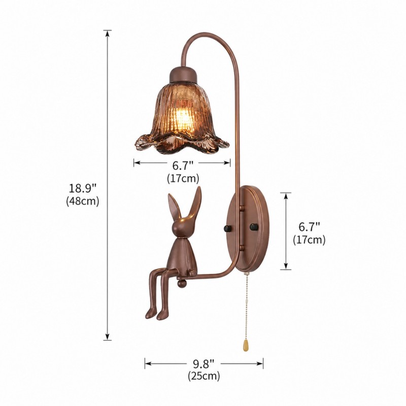 Ames French Vintage Glass Rabbit Wall Sconce