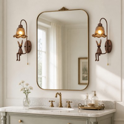 Ames French Vintage Glass Rabbit Wall Sconce