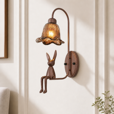 Ames French Vintage Glass Rabbit Wall Sconce