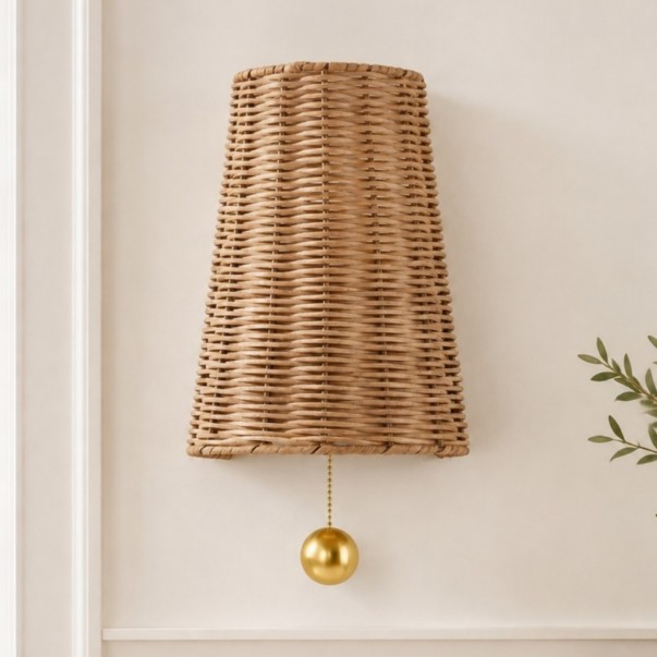 Elise Wabi-shabi Woven Rattan Wall Sconce