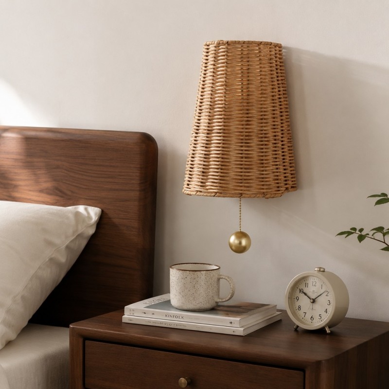 Elise Wabi-shabi Woven Rattan Wall Sconce