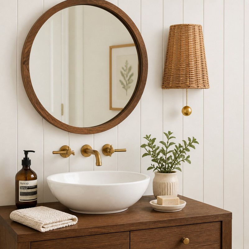Elise Wabi-shabi Woven Rattan Wall Sconce