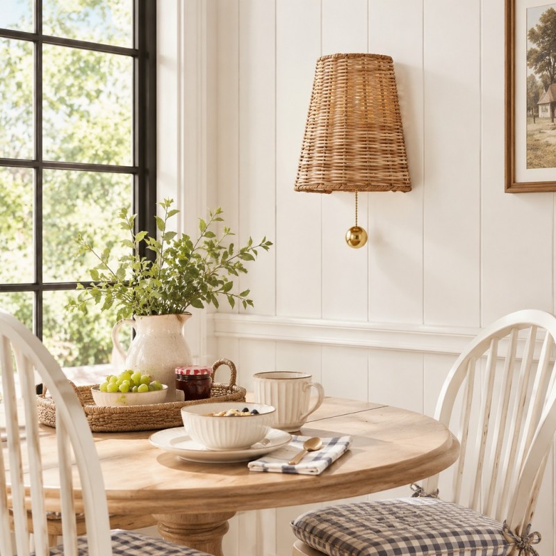 Elise Wabi-shabi Woven Rattan Wall Sconce