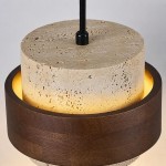 Timothy Wabi Sabi Cylindrical Travertine Pendant Light