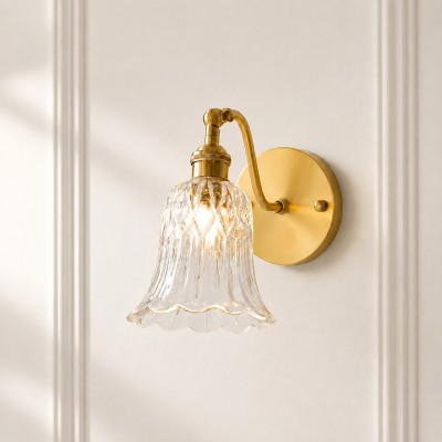 Alaric French Brass And Glass Wall Sconce