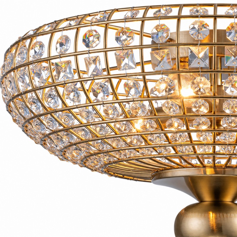 Celine Vintage Crystal Round Semi Flush Ceiling Light