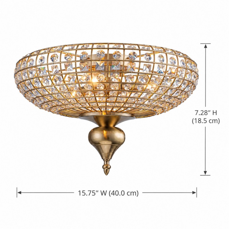 Celine Vintage Crystal Round Semi Flush Ceiling Light