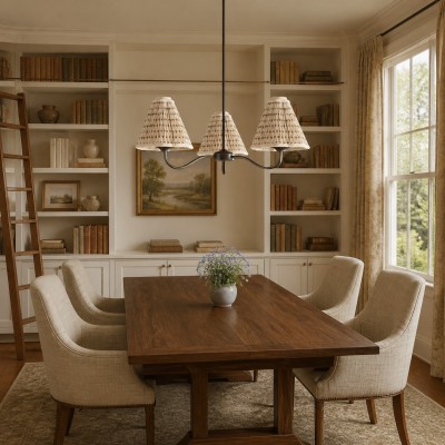 Lysandra Floral Pattern Fabric Branch Pendant Light